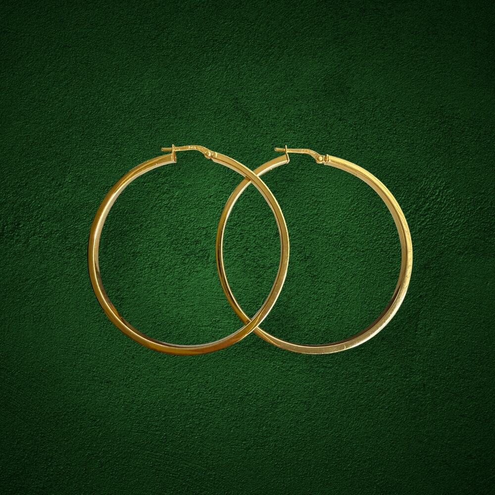 BELLEZZA Italy 925 Sterling Silver Gold Tone Large Hoop Earrings